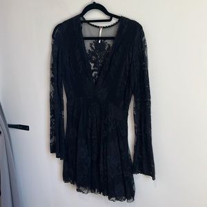 Black lace free people dress